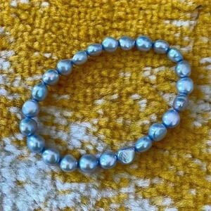 Honora collection, light blue freshwater pearl elastic bracelet NWOT